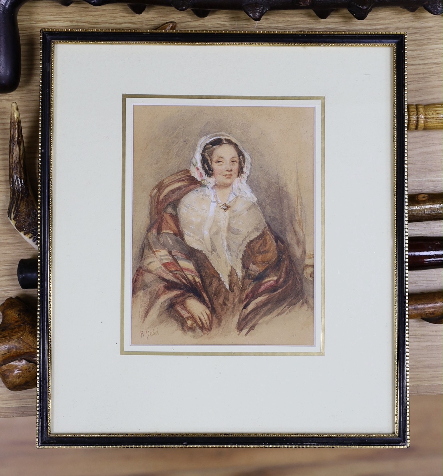 Richard Dadd (1817-1887), watercolour, Portrait of a young lady, signed, 19 x 14.5cm